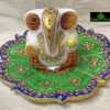 0012CRH- MARBLE GANESH WITH LOTUS PLATE
