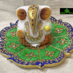 0012CRH- MARBLE GANESH WITH LOTUS PLATE