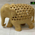 0024CRH- 3" WOODEN ELEPHANT UNDERCUT CARVED ON ONE PIECE
