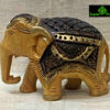 0040CRH- 3" WOODEN ELEPHANT CARVED HALF ANTIQUE LOOK