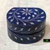 0306CRH- STONE BOX BLUE CARVED ( SET OF 2 )
