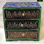 0138CRH- WOODEN 3 DRAWER MULTI COLOUR HAND PAINTED