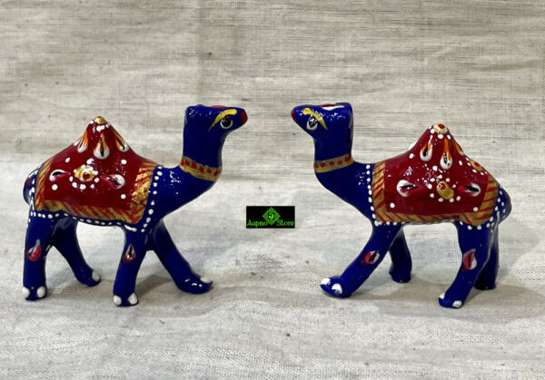 0152CRH- METAL BLUE MEENA CAMEL  ( SET OF 2 )