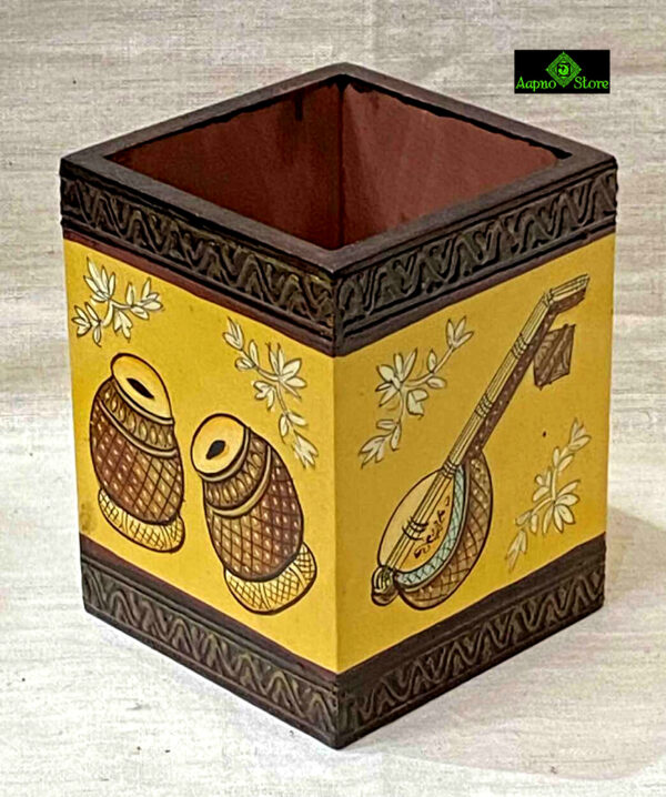 0198CRH- WOODEN HAND PAINTED PEN/SPOON HOLDER