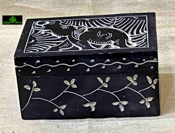 0274CRH- STONE BOX FINE CARVED BLACK