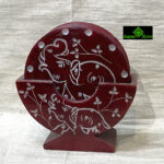 0299CRH- STONE ENGRAVED COASTER SET RED ( SET OF 6 )