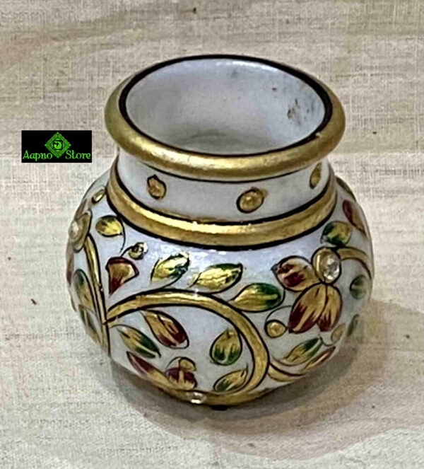 0399CRH- 2" MARBLE POT/ LOTA WITH GOLD LEAF