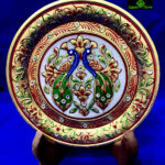 0428CRH- MARBLE PLATE WITH STAND WITH  GOLD LEAF WORK