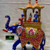 0449CRH- 8" METAL BLUE MEENA AMBABARI (ELEPHANT WITH RIDER )
