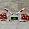 0454CRH- METAL WHITE MEENA RABBIT  ( SET OF 2 )
