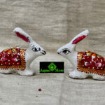 0454CRH- METAL WHITE MEENA RABBIT  ( SET OF 2 )