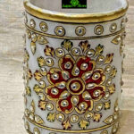0462CRH- MARBLE GOLD WORK PEN HOLDER