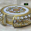 0463CRH- MARBLE COASTER SET WITH GOLD LEAF WORK ( SET OF 6 )