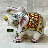 0465CRH- MARBLE ELEPHANT WITH GOLD LEAF WORK ( SET OF 2 )