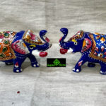 0481CRH- METAL  BLUE MEENA ELEPHANT  ( SET OF 2 )