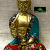 0488CRH- BRASS BUDDHA STATUE WITH STONE