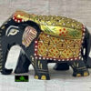 0502CRH- WOODEN ELEPHANT PAINTED HAND CARVED ( SET OF 2 )