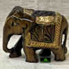 0503CRH- WOODEN ELEPHANT HAND CARVED ANTIQUE LOOK ( SET OF 2 )