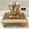 0518CRH- MARBLE CHOKI GANESH WITH FINE GOLD LEAF WORK