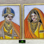 0567CRH- MARBLE PAINTING KING QUEEN WITH GOLD LEAF WORK (PAIR)
