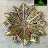 0569CRH- 6" MARBLE LOTUS PLATE WITH GOLD LEAF WORK