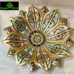 0571CRH- 9" MARBLE LOTUS PLATE WITH GOLD LEAF WORK