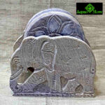 0578CRH- STONE CARVED COASTER SET ELEPHANT SHAPE
