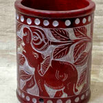0595CRH- STONE CARVED PEN HOLDER/TEA LIGHT/ SPOON HOLDER