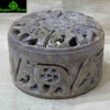 0604CRH- STONE FINE CARVED  ROUND BOX