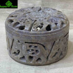 0604CRH- STONE FINE CARVED  ROUND BOX
