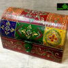 0014CRH- WOODEN HALF ROUND MULTI COLOUR BOX ANTIQUE STYLE HAND PAINTED