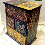 0021CRH- WOODEN 4 DRAWER  MULTICOLOUR ANTIQUE STYLE BIG HAND PAINTED