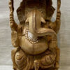 0042CRH- 8" WOODEN UMBERALA STYLE FINE CARVED GANESH WOOD FINISH