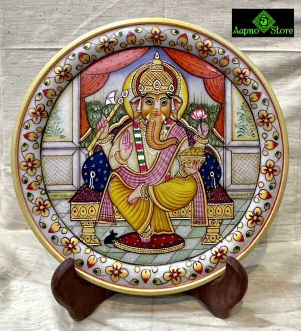 0102CRH- 9" MARBLE PAINTING PLATE WITH STAND