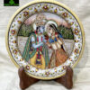 0103CRH- 6" MARBLE ROUND PLATE WITH FINE HAND PAINTING WITH STAND