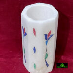 0128CRH- STONE INLAY PEN/SPOON HOLDER WHITE