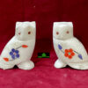 0166CRH- MARBLE INLAY OWL ( SET OF 2 )