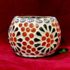 0167CRH- MOSAIC WORK CANDLE STAND ( SET OF 2 )