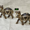 0196CRH- 3" WOODEN CARVED CAMEL ANTIQUE LOOK ( SET OF 2 )