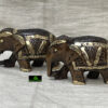 0202CRH- WOODEN ELEPHANT CARVING ANTIQUE LOOK ( SET OF 2 )