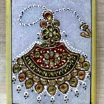 0565CRH- 4X6 MARPLE PAINTING WITH TRADITIONAL JEWELLERY GOLD LEAF WORK ( PAIR OF 2 )