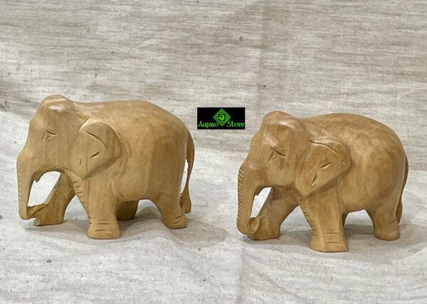 0506CRH- 2" WOODEN ELEPHANT PLAIN ( SET OF 2 )
