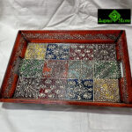 0239CRH- WOODEN TRAY MULTI COLOUR