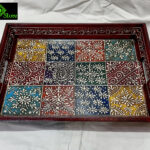 0246CRH- WOODEN TRAY MULTI COLOUR