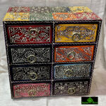 0341CRH- WOODEN 8 DRAWER MULTI COLOUR