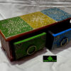 0342CRH- WOODEN 2 DRAWER MULTI COLOUR
